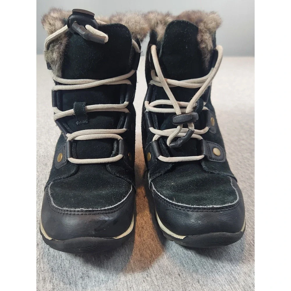 Sorel Joan of Arctic Youth 3 Black Waterproof Faux Fur Winter Boots NY2329